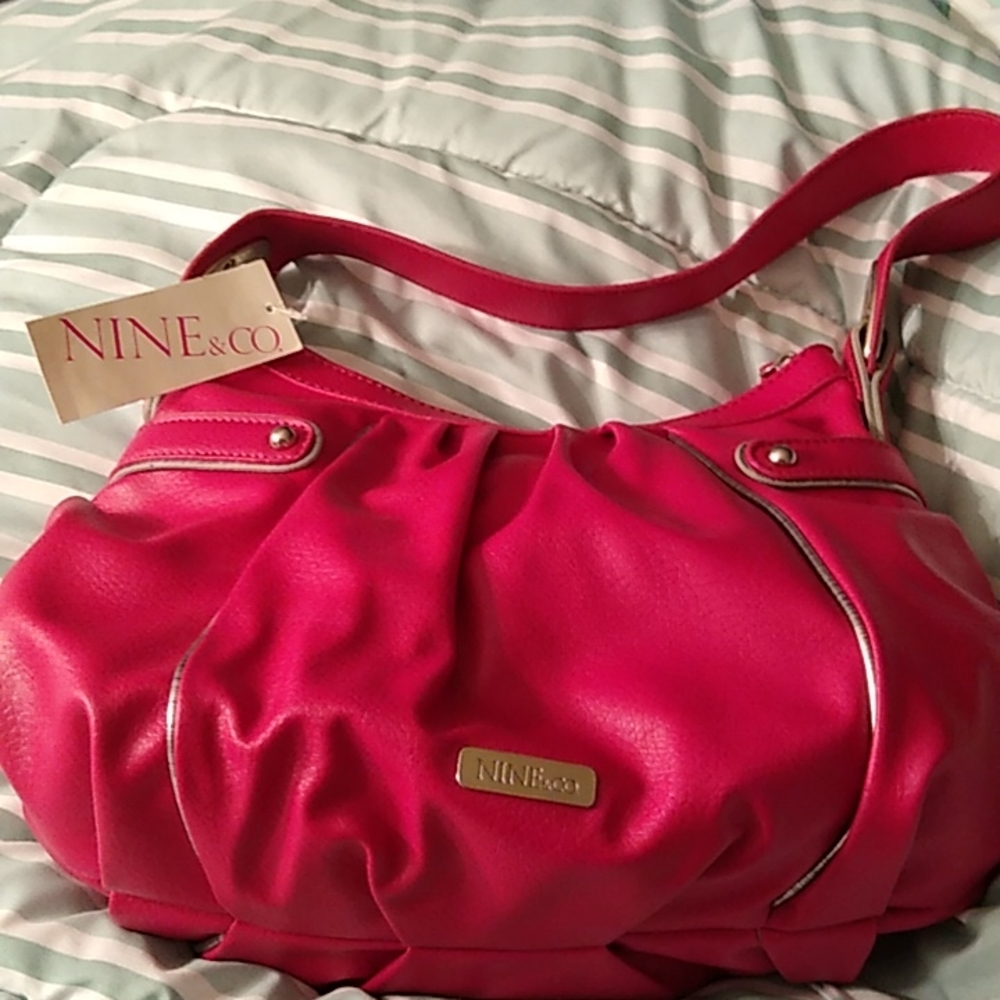 Nine&Co Hot Pink and Silver handbag